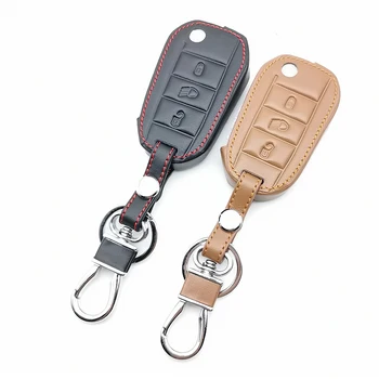 Шарнирен сгъваем кожен калъф за ключове на автомобила Peugeot 3008 208 И 308 И 508 408 2008 Защитен Калъф за Носене на Притежателя автоаксесоари за Кожата