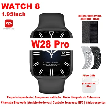 Най-новият IWO Watch8 1,95 инча, Bluetooth Предизвикателство ЕКГ Винаги на Дисплея NFC Siri Предизвикателство Безжично Зарядно Устройство W28 Pro Умни Часовници за Жени, Мъже