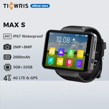 TICWRIS MAX S 4G Смарт Часовници Android 2000 mah с Двойна Камера 32 GB WIFI СИМ-Карта на GPS Водоустойчив Умни Часовници за Мъже за Android и IOS Телефон