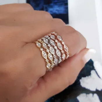100% чисто сребро 925 проба класически дизайн AAA искрящ прозрачен кубичен цирконий кръг годежен пръстен сребърен пръстен