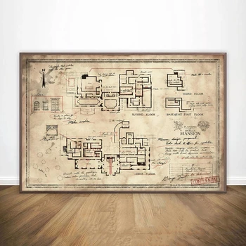 Spencer Mansion План Карта за Игра, Печат на плакати за Декорация на дома Стенни живопис (Без Рамка)