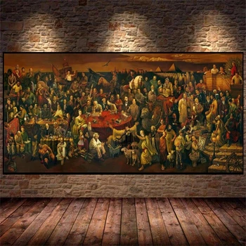 Известната картина върху платно 100 Знаменитости, обсуждающих Божествена Комедия от Данте, Щампи с Изображения, Плакат за Всекидневната, Домашен Декор