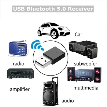 Bluetooth USB Адаптер 5,0 Високоскоростен Стабилизатор на Радиото в автомобила Сервоусилвател на Субуфера Мултимедиен Аудио Адаптер Клавиатура Мишка