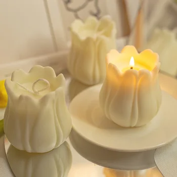 Датски пастелно декор свещ лале ароматни ins бездимни домашни декоративни ароматни свещи настолно украшение подпори за фотосесия