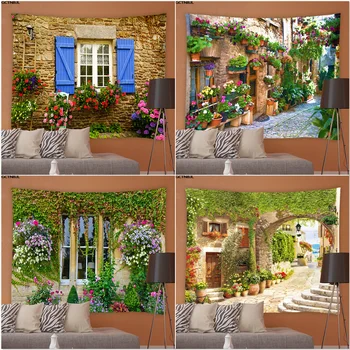 Инфинити Гоблен Външни Растения Цветя Пейзаж Дневна Спалня Гоблени Хипи Градина На Фона На Стената Покривки Декор