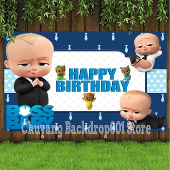 Синя Тема на Baby Shower Boss Фон За Снимки на 1-ви Рожден Ден на Фон За фото студио Винил Фотосалон