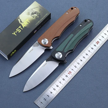 Y-START D2 Нож Сгъваем Джобен Нож G10 Дръжка Открит EDC Ловни Инструменти за Оцеляване, Разработена от Дейвид Ченом LK5030