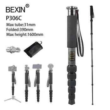 BEXIN P306C Професионален Монопод за Селфи от Въглеродни Влакна, Лесен 6 Секционни Термоусадочный Монопод за DSLR Камера на Смартфон