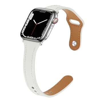 Тънка Кожена каишка за Apple watch серия 7 band 45 мм 41 мм 40 мм 44 мм 38 мм 42 мм 45 мм и каишка за часовник гривна iWatch 3 4 5 6 se 7 band