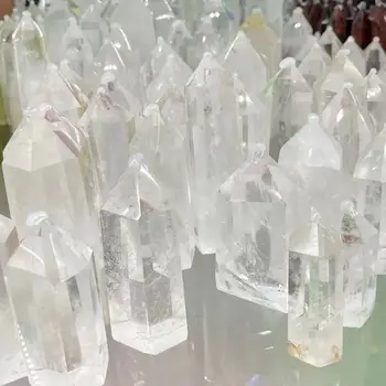 500 г Натурален бял кристал обелиск кварцов кристал на върха на пръта изцеление