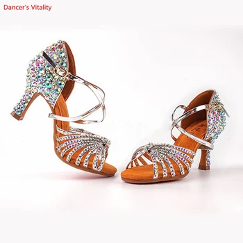 Латински танц обувки Детски перли Латинска танцови обувки танцови обувки / Обувки за танци / Диамант е инкрустиран обувки за възрастни инкрустиран с диаманти обувки