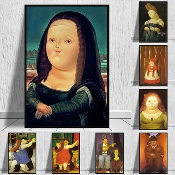 Известният Забавен Арт Мона Лиза Платно Картина на Фернандо Ботеро Плакати и Щампи Стенно Изкуство Скандинавските Картини за Хол