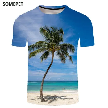 2020 Лятото на нов свободно време за Хавай с къси ръкави модерна двойка на плажа, мъжете и жените пътуват приморски плаж улица Харадзюку 3D тениска