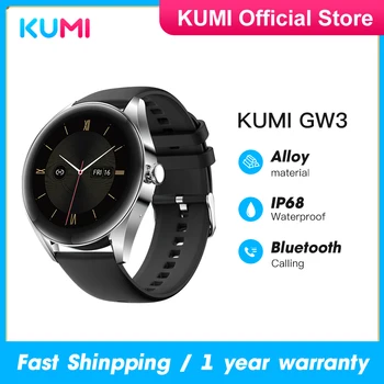 KUMI GW3 Мъжки Смарт Часовници С Bluetooth избиране За Спорт, Фитнес, Пульсометром, IP68, Водоустойчив, С Пълен Сензорен Екран, Умни Часовници
