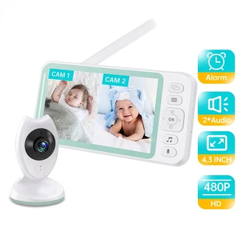 4.3-инчов следи бебето с камера гледане на деца 2-разделен Екран за Нощно Виждане VOX Режим 2-лентов Аудио Мониторинг на Температурата на