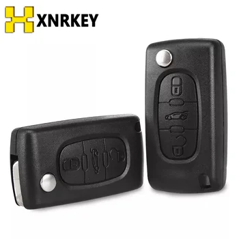 XNRKEY 3 Бутони на Дистанционното на Ключа на Автомобила Черупки Ключодържател за Peugeot Partner 207 208 307 308 408 Калъф HU83 Острието CE0536