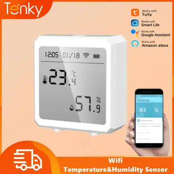 WiFi + Bluetooth Интелигентен Сензор за температура и влажност на въздуха Приложение за Управление на Влагомер За помещения Термометър Детектор за поддръжка на Alex / Google Home