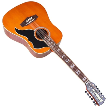 Висок клас на акустична китара 12 струнен оранжев цвят в пълен размер 41-инчов народна китара с висок гланц гардероб горна част от смърч