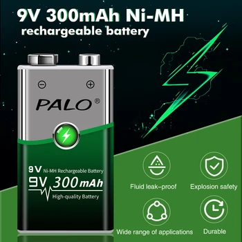 PALO акумулаторна батерия 9V 6f22 300mAh 9V NiMH акумулаторна батерия с ниска саморазрядом batery за играчки