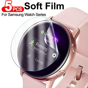 5 бр. Защитно фолио за екран на Samsung Galaxy watch Active 1 2 44 мм 40 мм Мека Фолио За Samsung Watch 3 41 мм 45 мм S3 Пълно покритие Фолио