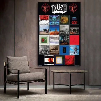 Обложки на Албуми на Rush в Ретро Винтидж Стил, Музика е Рок-група, HD Печат върху Платно, Стенно Изкуство за украса на Хола, Подарък За Момче