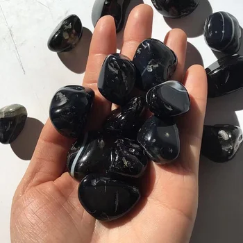 Натурален скъпоценен камък, черен оникс, ахат спад на кристали и лечебни камъни за декорация на дома
