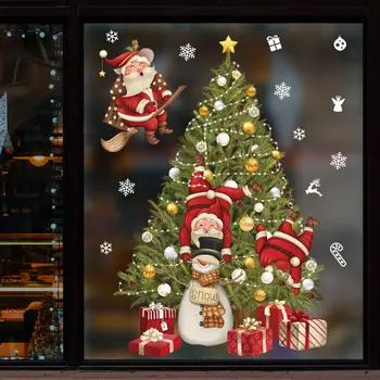Коледно Дърво Стикер На Прозореца Забавни Коледни Декорации За Дома 2022 Коледен Орнамент Коледа Навидад Натальные Подаръци За Нова Година 2023