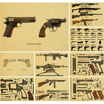 Бони и Клайд Ретро Крафт-Хартия Плакат на Световно Известния Пистолет Част от Фигура Стикер за Военни Фенове Бар Стени Творческа Обстановка