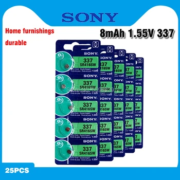 25 бр. Оригинален Sony 337 SR416SW 1,55 В Сребристо-Оксидный Батерия за часовник 337 SR416SW LR416 SB-A5 Бутон Монетен елемент ПРОИЗВЕДЕНО В ЯПОНИЯ
