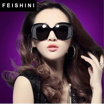 FEISHINI Големи Модни Дамски слънчеви Очила В Рамки Oculos Feminino Реколта Висококачествени Класически Красиви Овални Дамски Слънчеви Очила Polarized