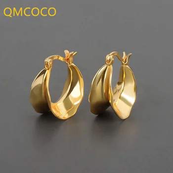 QMCOCO Сребърни Дамски Обици 2021, Нов Стил, Модни Прости Неправилни Геометрични Обици За Момичета, Вечерни Бижута, Подаръци