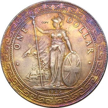 Великобритания 1 долар Британски търговски долар през 1925 г. Един Долар Мельхиоровое Сребро хонг конг копирни монета Yi Yuan