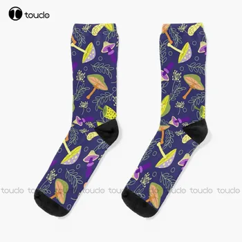 Магически Гъби Кошмарен Чорапи С Шарени Листа Дамски Чорапи Персонализирани Потребителски Унисекс За Възрастни, Тийнейджъри На Младежки Чорапи Нови Популярни