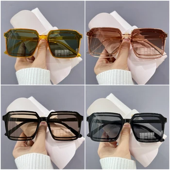 2022 Нова Мода Ретро Квадратни Рамки Слънчеви Очила Анти-UV Пътуване Козирка Високо Качество на Пластмасата Големи Дамски Слънчеви Очила