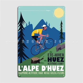 L 'alpe D' huez Колоездач Метална Табела на Кръчмата Стенни Печат Стенен Декор Лидице Знак Плакат