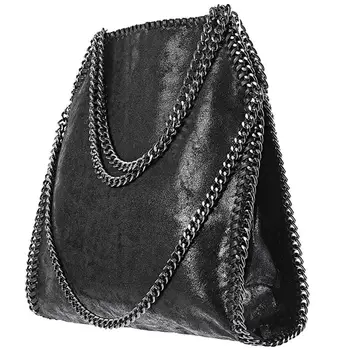 2021 Гореща Чанта През Рамо Голяма Дамска Чанта в Черен Цвят с Веригата от Экокожи сгъваеми дамски чанти през рамо bolsa feminina sac