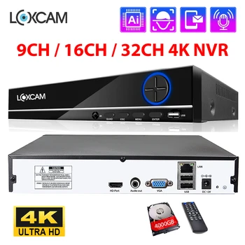 LOXCAM H. 265 + 32CH 4K Ultra HD ВИДЕОНАБЛЮДЕНИЕ Мрежов Видеорекордер 16CH 8CH 8MP Видеонаблюдение NVR за Сигурност POE IP Камери