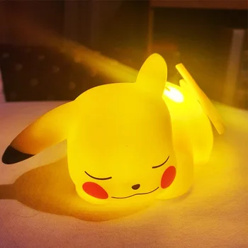 Pikachu Детска Спалня Нощна Светлина Еко Винил Малка Странична Лампа Детска Съпътстваща Светещ Играчка Pokemon Подаръци