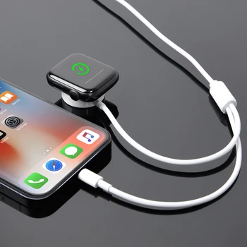 Умно Магнитно Безжично Зарядно устройство QI 2 в 1 за Apple Watch Серия SE/6/5/4/3/2/1 & Кабел за бързо зареждане за всички iPhone и iPad