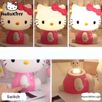 Sanrio Hello Kitty Touch Нощни Лампи, Силиконови Затемняемые USB Акумулаторни Лампи За Децата Детски Подаръци Карикатура Скъпа Нощна Лампа
