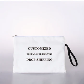 Напечатанная косметичка с цип Памучен чанта за грим за жените като подарък на клиентите Призова сак за съхранение на лого