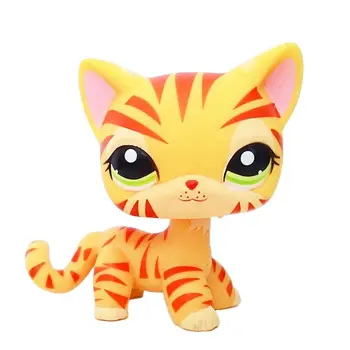 LPS КОТКА е Истински Малък магазин за домашни любимци, играчки с bobble главата на Котката #1451 на Застояла Жълта Къса Козина Оранжево Райе Тигрови Коте Редки Подаръци За деца