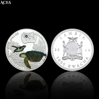 Монета Loggerhead Морска Костенурка с Кристал Замбия 1000 Квача Монета В Капсула на най-Добрите Колекционерски Монети