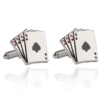 4A покер копчета за ръкавели от мъжки Френски риза с копчета за ръкавели Карти Дизайн копчета за ръкавели За мъжка Мода Бижута Подарък за Деня На Бащата
