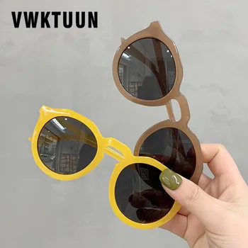 VWKTUUN Кръгли Слънчеви Очила Дамски Модни Желеобразного Цветове Дамски Луксозни Нюанси UV400 Vintage слънчеви Очила Спортни Очила За Шофиране