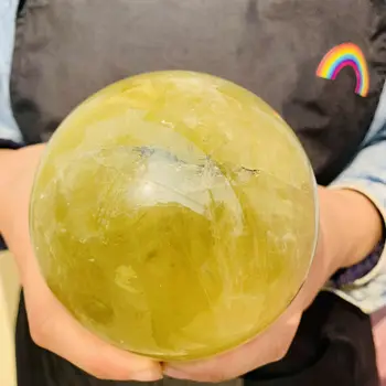 Естествен цитрин Кристален обхватът на жълтата топка кристална топка непреработена каменен блок дупка офис размагничивающие украса